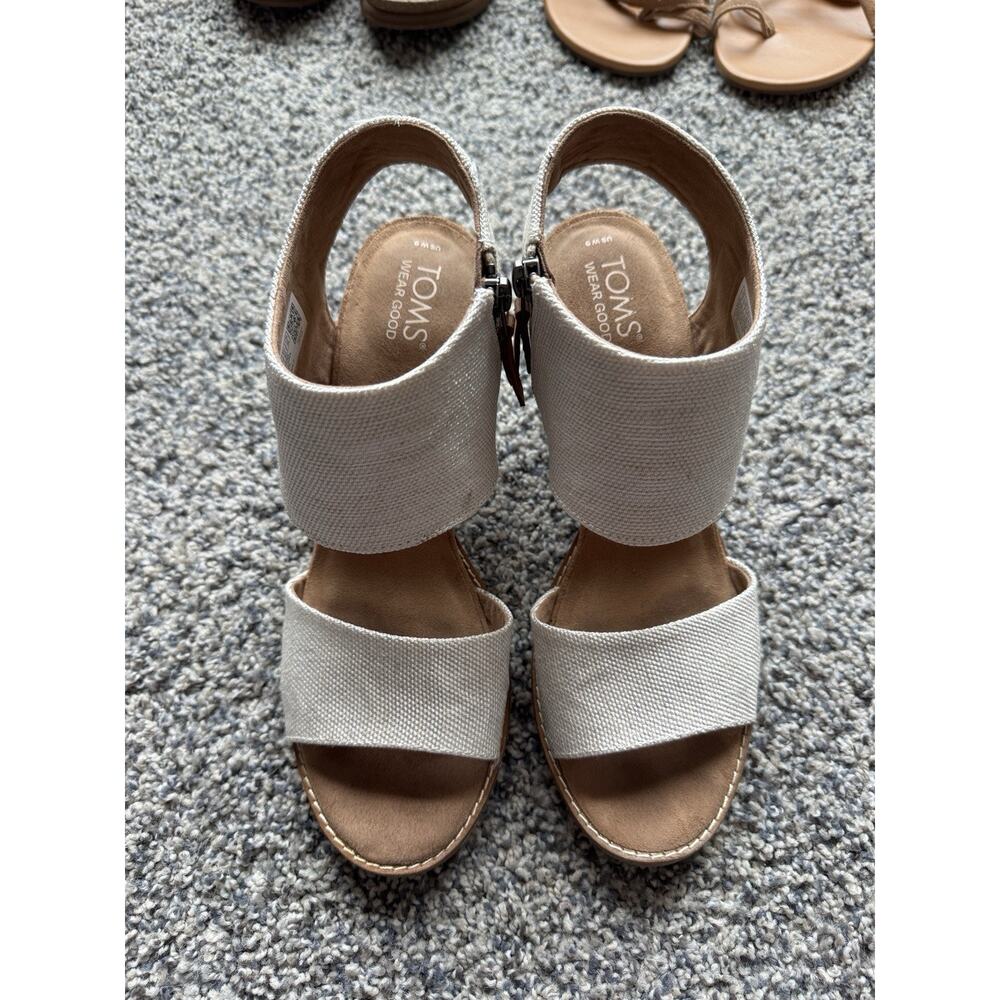 Toms Majorca Cutout Natural Yarn Dye Block Heel Sandals‎ Women’s Size 9